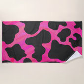 Serviette De Plage Motif rose chaud de vache (Devant)