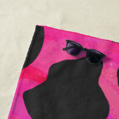 Serviette De Plage Motif rose chaud de vache (En situation)