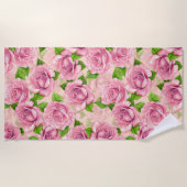 Serviette De Plage Motif rose d'aquarelle rose (Devant)