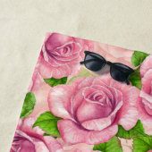 Serviette De Plage Motif rose d'aquarelle rose (En situation)