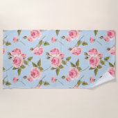 Serviette De Plage Motif rose et Pois (Devant)