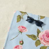 Serviette De Plage Motif rose et Pois (En situation)