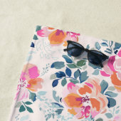Serviette De Plage Motif rose et Turquoise (En situation)