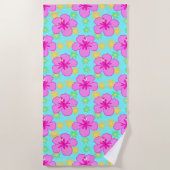 Serviette De Plage Motif rose Hibiscus (Devant)