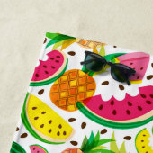 Serviette De Plage Motif rouge et jaune de fruit tropical (En situation)