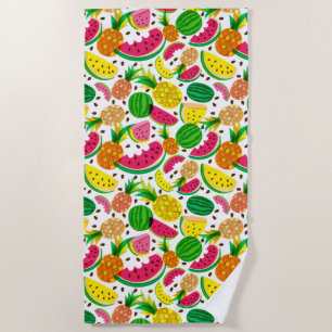 Serviette De Plage Motif rouge et jaune de fruit tropical