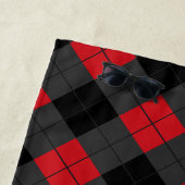 Serviette de plage Motif rouge noir (En situation)