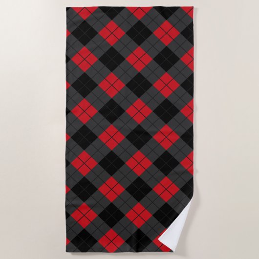 Serviette de plage Motif rouge noir (Devant)