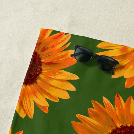 Serviette De Plage Motif Rustique de tournesol ferme charme (En situation)