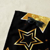 Serviette De Plage Motif sans couture avec étoiles d'or (En situation)