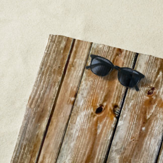 Serviette De Plage Motif sans couture de planche en bois marron altér