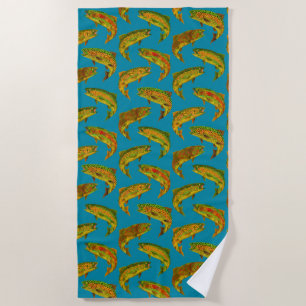 Serviette De Plage Motif sans couture de truite arc-en-ciel de la feu