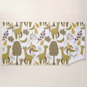 Serviette De Plage Motif sans couture Giraffe jaune blanc arrière - p (Devant)