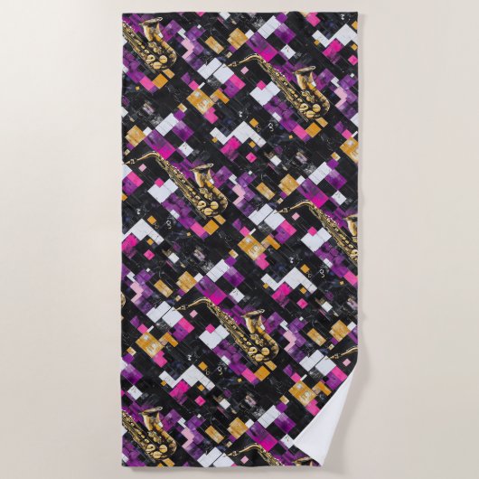 Serviette De Plage Motif saxophone moderne (Devant)