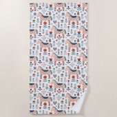 Serviette De Plage Motif scandinave d'art populaire de cheval (Devant)