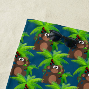 Serviette De Plage Motif singe et palmier pour enfants pour l'été 