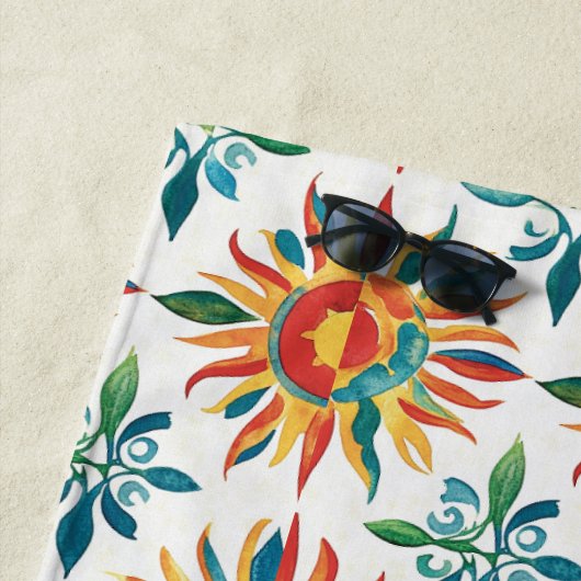 Serviette De Plage Motif Soleil (En situation)