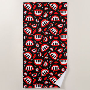 Serviette De Plage Motif sourire piano sur arrière - plan noir