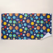 Serviette De Plage Motif spatial, Planètes, Étoiles, Cosmos, Galaxie (Devant)