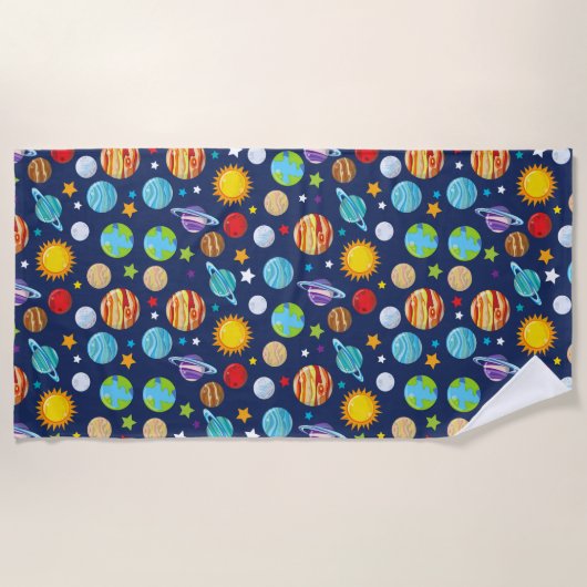 Serviette De Plage Motif spatial, Planètes, Étoiles, Cosmos, Galaxie (Devant)