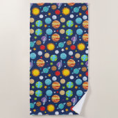 Serviette De Plage Motif spatial, Planètes, Étoiles, Cosmos, Galaxie (Devant)