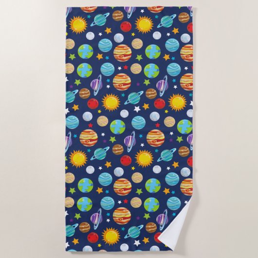 Serviette De Plage Motif spatial, Planètes, Étoiles, Cosmos, Galaxie (Devant)