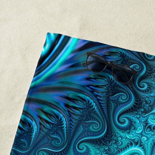 Serviette De Plage Motif spiral bleu et Turquoise Octopus Tentacles (En situation)