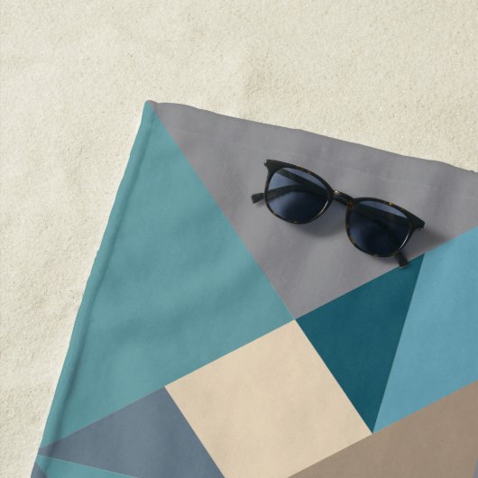 Serviette De Plage Motif Tangram bleu (En situation)