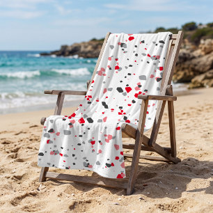 Serviette De Plage Motif terrazzo géométrique rouge gris