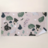 Serviette De Plage Motif Terrazzo Vert (Devant)