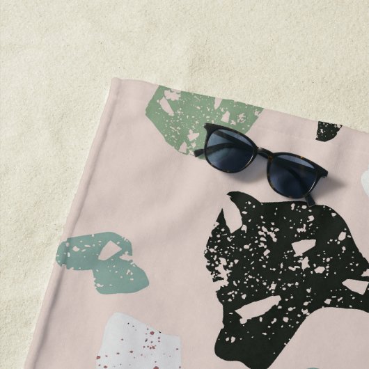 Serviette De Plage Motif Terrazzo Vert (En situation)