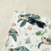 Serviette De Plage Motif Tortue de Mer Côtière (En situation)