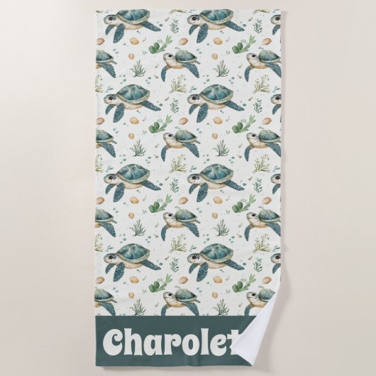 Serviette De Plage Motif Tortue de Mer Côtière (Devant)