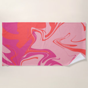 Serviette De Plage motif tourbillonnant super orange et rose