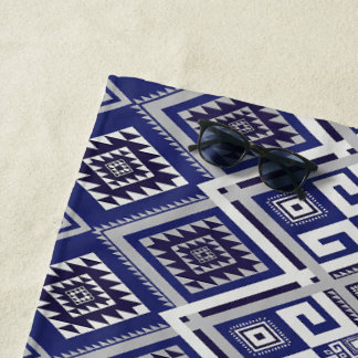 Serviette De Plage Motif tribal bleu marine de surface