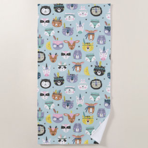Serviette De Plage Motif tribal mignon de visage