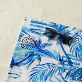 Serviette De Plage Motif tropical bleu lumineux d'aquarelle (En situation)