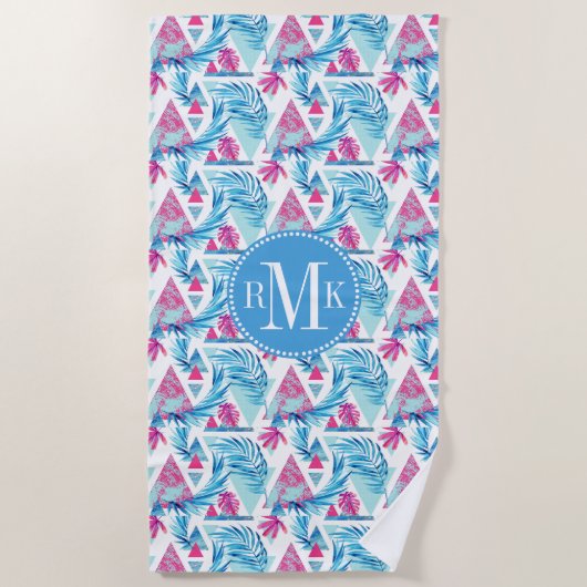 Serviette De Plage Motif tropical de feuille d'aquarelle abstraite (Devant)