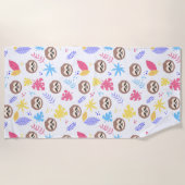 Serviette De Plage Motif tropical de paresse et de feuille (Devant)