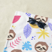 Serviette De Plage Motif tropical de paresse et de feuille (En situation)