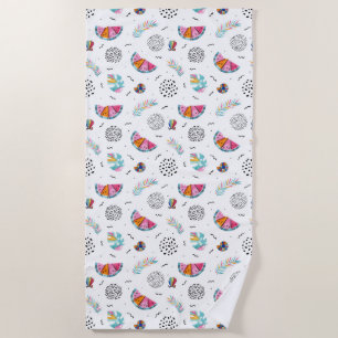Serviette De Plage Motif tropical d'été de style de Memphis