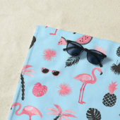Serviette De Plage Motif tropical d'été rose et bleu (En situation)