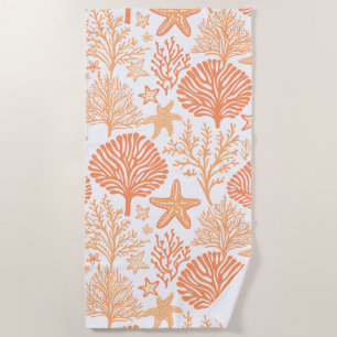 Serviette De Plage Motif tropical d'étoiles de mer et de corail