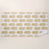 Serviette De Plage Motif tropical élégant d'ananas d'or blanc (Devant)