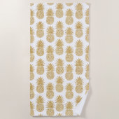 Serviette De Plage Motif tropical élégant d'ananas d'or blanc (Devant)