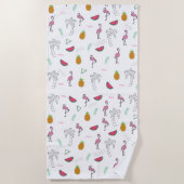 Serviette De Plage Motif tropical sans couture avec ananas Flamant ro (Devant)