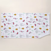 Serviette De Plage Motif tropical sans couture avec flamant rose anan (Devant)