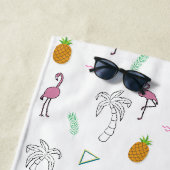 Serviette De Plage Motif tropical sans couture avec flamant rose anan (En situation)