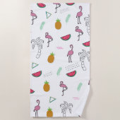 Serviette De Plage Motif tropical sans couture avec flamant rose anan (Devant)