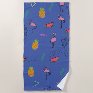 Serviette De Plage Motif tropical sans couture avec flamant rose anan